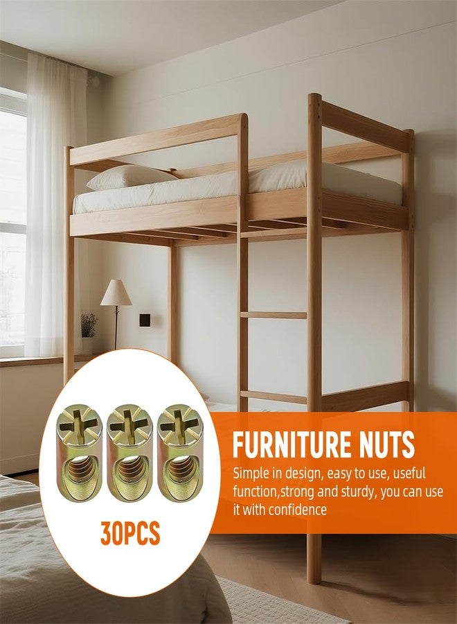 Serplex® 30Pcs Zinc Alloy Hammer Head Nuts, Cross-Hole Furniture Connecting Nuts, Metal Barrel Nuts, Threaded Fasteners for Furniture Assembly, DIY Cabinet and Bed Frame Connector - Image 5